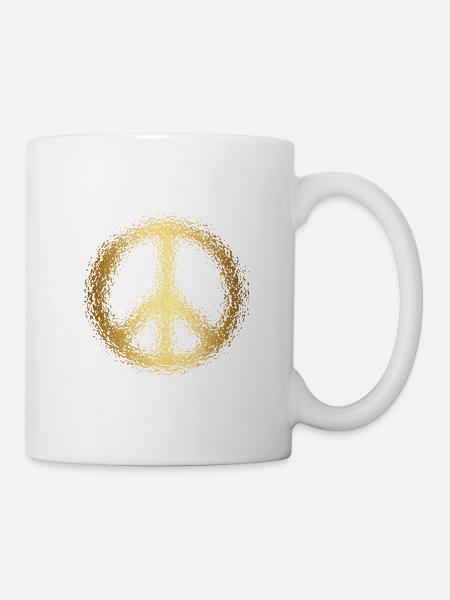 peace sign gold - Mug - white
