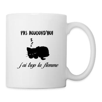 t shirt chat j'ai la flemme - Mug blanc - blanc - Droite