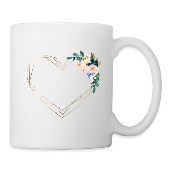 Herz Blumen personalisierbar - Tasse - Weiß - Rechts