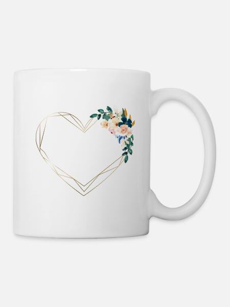 Herz Blumen personalisierbar - Tasse - Weiß