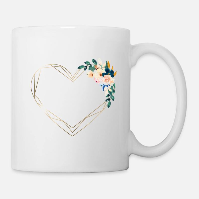 Herz Blumen personalisierbar - Tasse - Weiß