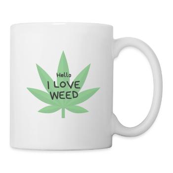 i love weed ganja Geschenk Canabis Legalize it DE - Tasse - Weiß - Rechts