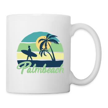 Surfboard surfing surfer Palm Beach palm trees beach - Mug - white - Right