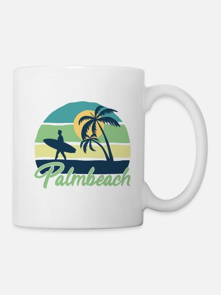 Surf surf sur surf Palm Beach Palmiers Plage - Mug blanc - blanc
