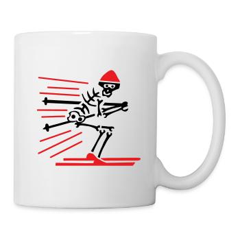 Skeleton skier two-tone - Mug - white - Right