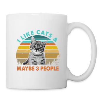 I Like Cats And Maybe 3 People Cat Lover Cat Train - Tasse - Weiß - Rechts