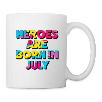 Les héros naissent en juillet - Mug blanc - blanc - Droite