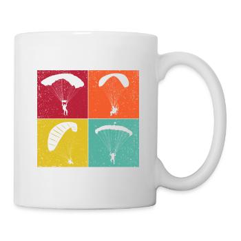 Retro Graphic Paragliding Paraglider Parachute Sky - Tasse - Weiß - Rechts