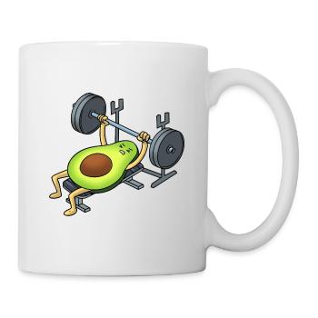 Avocado am Bankdrücke - Cartoon Style - Tasse - Weiß - Rechts