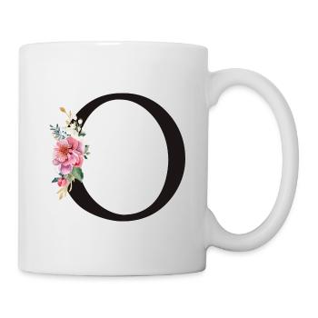Customizable Monogram O Floral Pink White - Mug - white - Right
