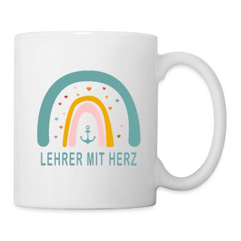 Lehrerin mit Herz! Regenbogen personalisierbar - Tasse - Weiß - Rechts
