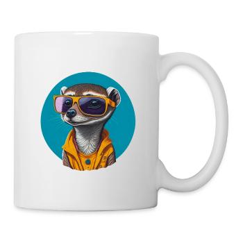 Cool Look Meerkat | Sonnenbrillen Erdmännchen - Tasse - Weiß - Rechts