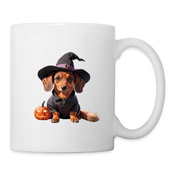 Sorcière teckel avec chapeau de sorcière Halloween Teckel - Mug blanc - blanc - Droite