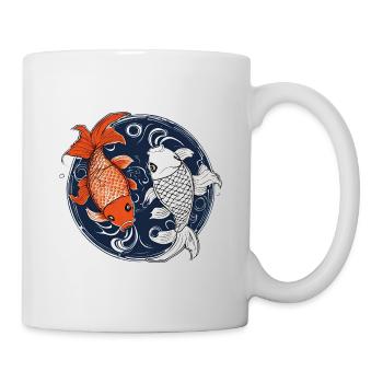 Yin Yng Koi 2 Fische - Tasse - Weiß - Rechts