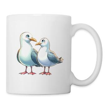 Deux mouettes amoureuses Couple Mouette Côte de la mer du Nord Amour - Mug blanc - blanc - Droite