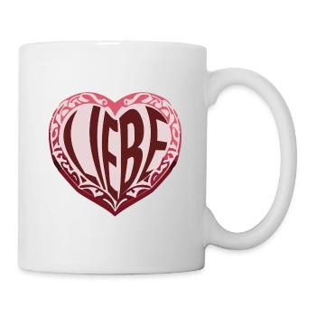 Rosa Herz mit Schrift "Liebe" - Tasse - Weiß - Rechts