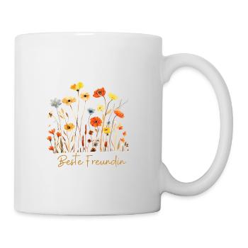 Beste Freundin! Wildblumen, personalisierbar - Tasse - Weiß - Rechts