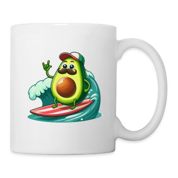 Surfing avocado with mustache - Mug - white - Right