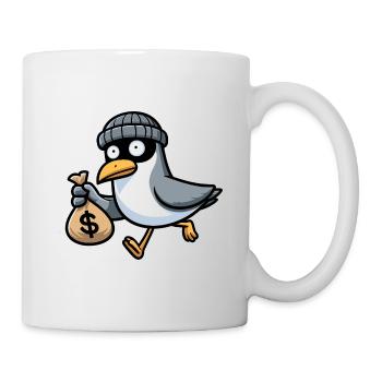 Bank robber thief North Sea gangster seagull money bank - Mug - white - Right