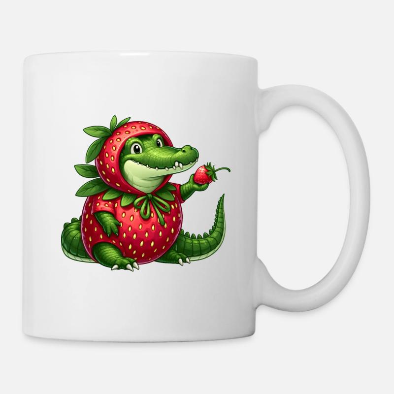 Krokodil im Erdbeerkostüm - Tasse - Weiß