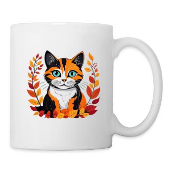 Chat d’automne - Mug blanc - blanc - Droite