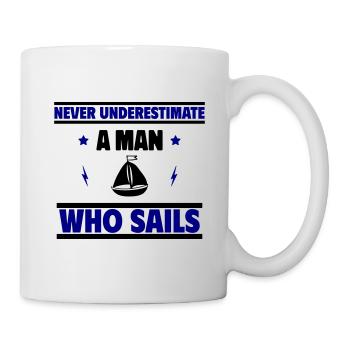 Ne sous-estimez jamais un homme qui navigue - Mug blanc - blanc - Droite