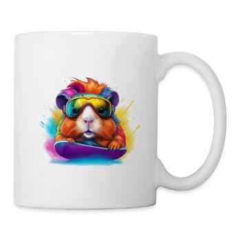 Cool guinea pig snowboard surfboard - Mug - white - Right