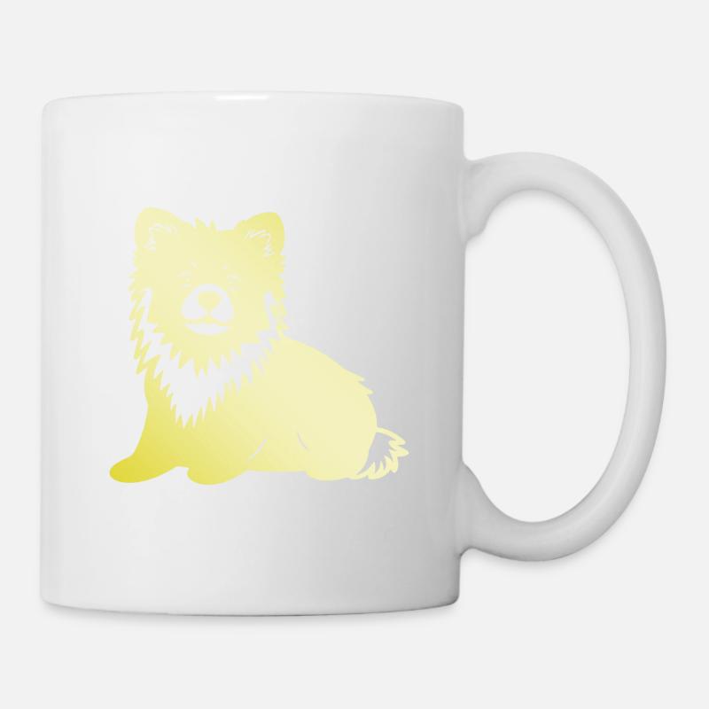 Zwergspitz Hund Silhouette Pomeranian - Tasse - Weiß