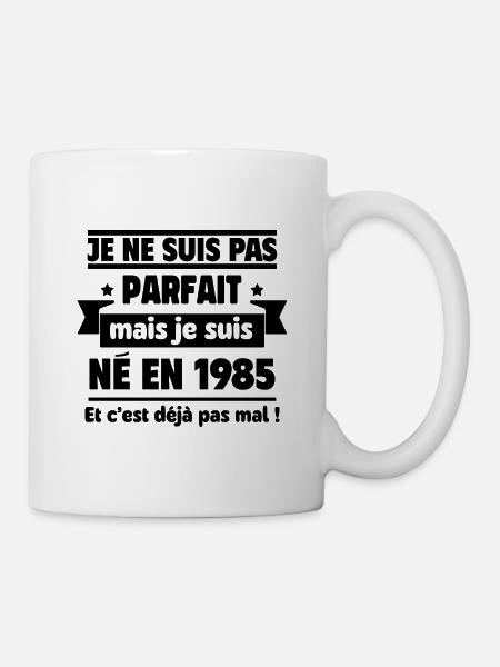 pas parfait né en1985 cadeau anniversaire 40 ans - Mug blanc - blanc
