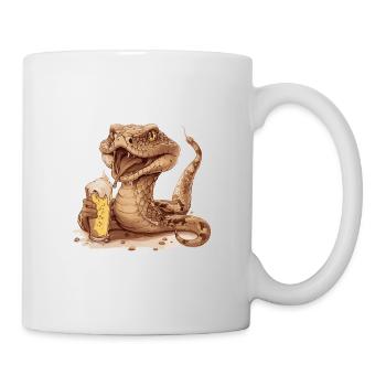 Schlange Kobra Bier Lustig - Tasse - Weiß - Rechts