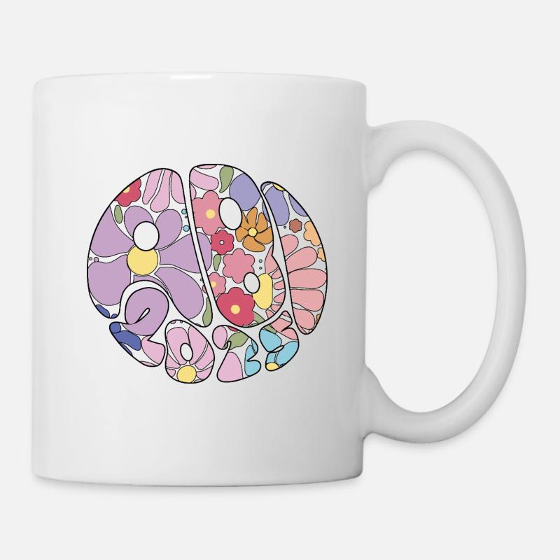 Abi Abitur 2025 Blumen Groovy Geschenk - Tasse - Weiß