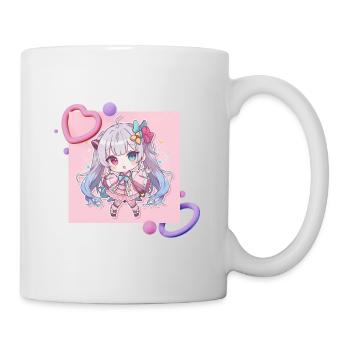 Pastell-Chibi Herzakzent - Tasse - Weiß - Rechts