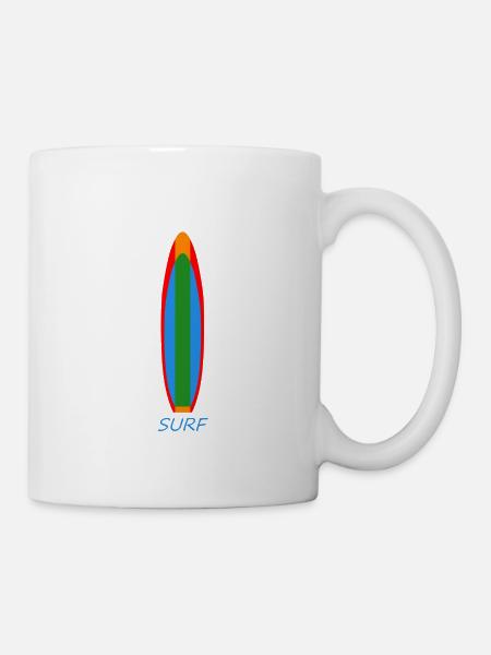 Surfshirt Surfboard - Tasse - Weiß