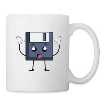 Diskette 3.5 Süß Gesicht Nerd Technik Geschenk - Tasse - Weiß - Rechts