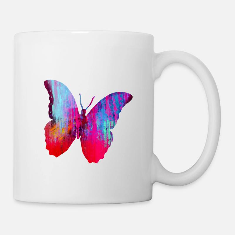 schmetterling, graffiti, malerei, rot, pink - Tasse - Weiß