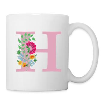 fleur 12 rouge avec h - Mug blanc - blanc - Droite