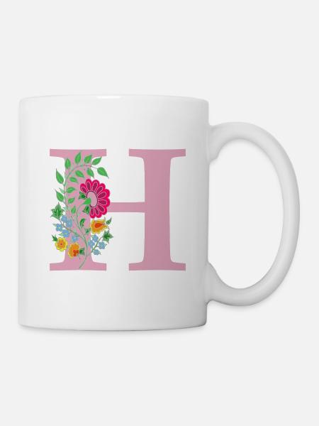 fleur 12 rouge avec h - Mug blanc - blanc