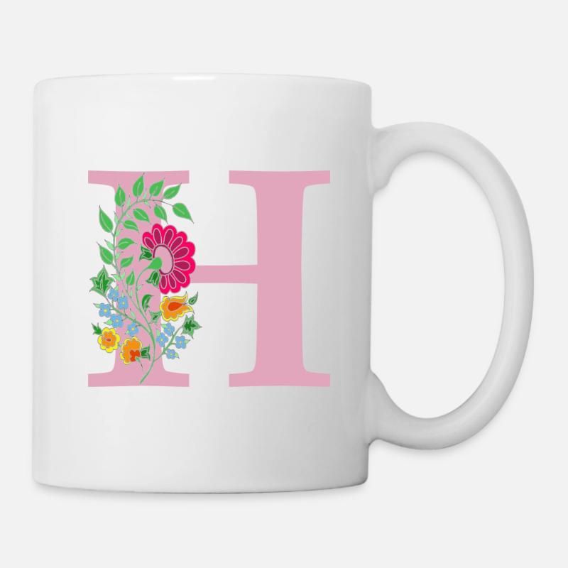 fleur 12 rouge avec h - Mug blanc - blanc