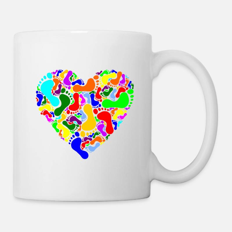Coeur avec des empreintes de pas - Mug blanc - blanc
