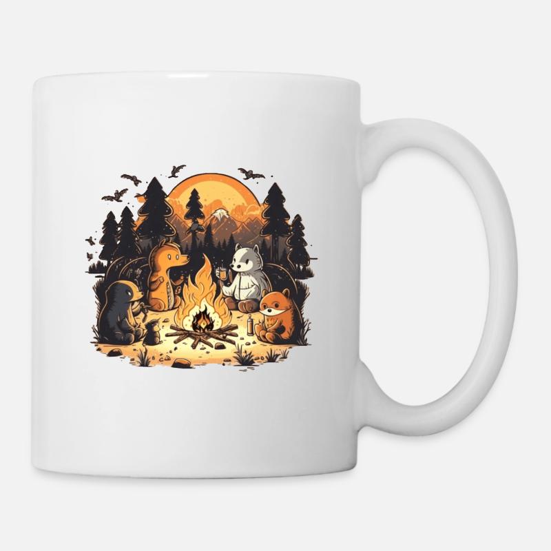 Animals around the campfire - Mug - white