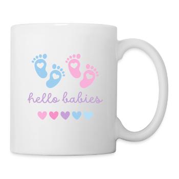 hello babys blau rosa - Tasse - Weiß - Rechts