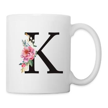 Monogramme personnalisable K Floral Rose Blanc - Mug blanc - blanc - Droite