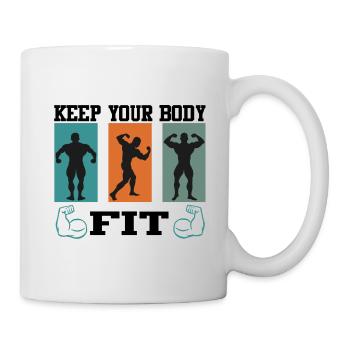 Bodybuilding Keep Body Fit Muskeltraining Hantel - Tasse - Weiß - Rechts
