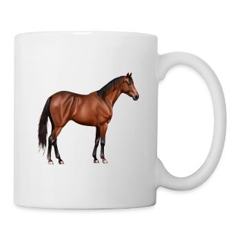 Serafina - braunes Pferd, stehend - Tasse - Weiß - Rechts