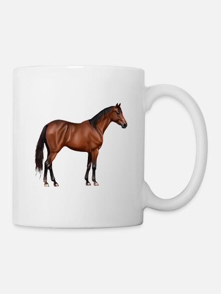 Serafina - braunes Pferd, stehend - Tasse - Weiß