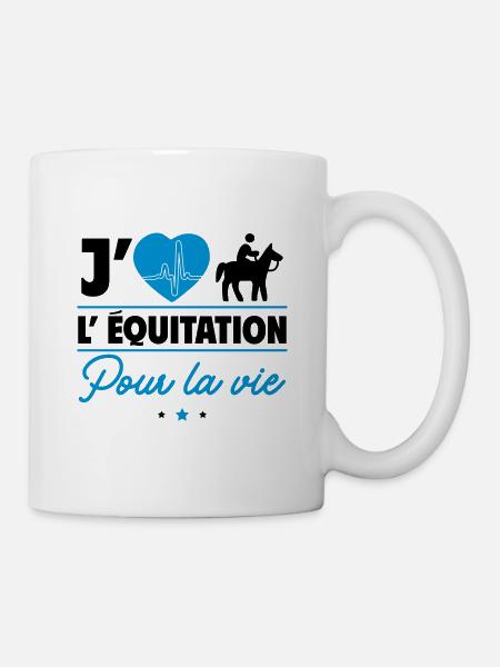 J'aime l'équitation pour la vie - Mug blanc - blanc