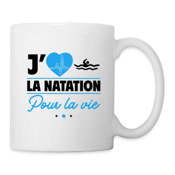 J'aime la natation pour la vie,nageur,nageuse - Mug blanc - blanc - Droite