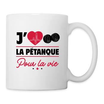 J'aime la pétanque pour la vie – Boules et camping - Mug blanc - blanc - Droite