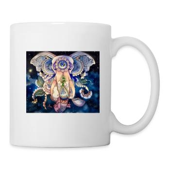 Mandala Éléphant / par Anima Art par Silvia, - Mug blanc - blanc - Droite