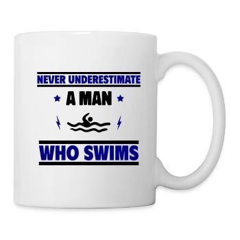 Ne sous-estimez jamais un homme qui nage - Mug blanc - blanc - Droite